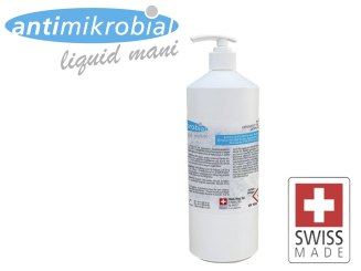 1 Liter Händedesinfektionsmittel Antimikrobial "mani" mit Pumpaufsatz BAG zertifiziert 