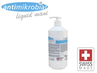 0.5 Liter Händedesinfektionsmittel Antimikrobial "mani" mit Pumpaufsatz BAG zertifiziert 