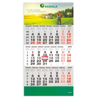 3-Monatskalender Kopf- und Fussteil bedruckt mit Ihrem Logo/Bild 